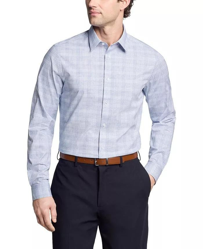 Translation missing: en.Calvin Klein Steel Men's Dress Shirt Stretch Slim Fit Check Navy-14.5 32/33