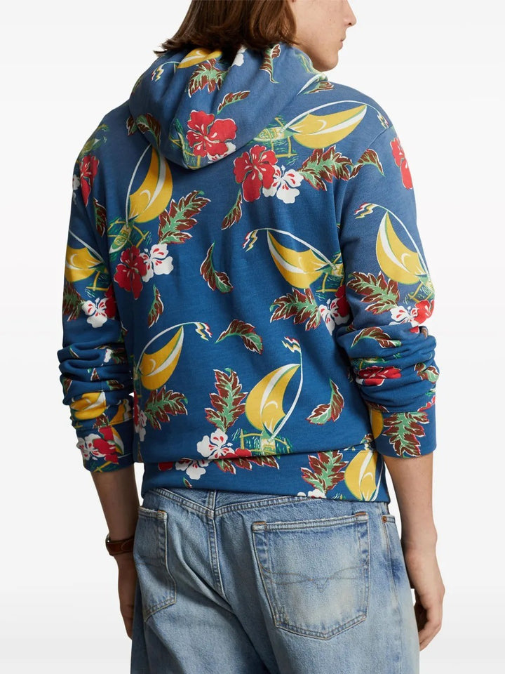 Translation missing: en.Polo Ralph Lauren Hoodie Men's Small Azure Sail Blue Sailboat-Floral Fleece