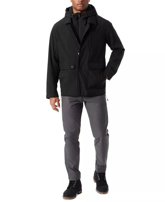 Translation missing: en.Bass Outdoor Rain Barn Jacket Mens Size Medium Black Storm System Removable Hood