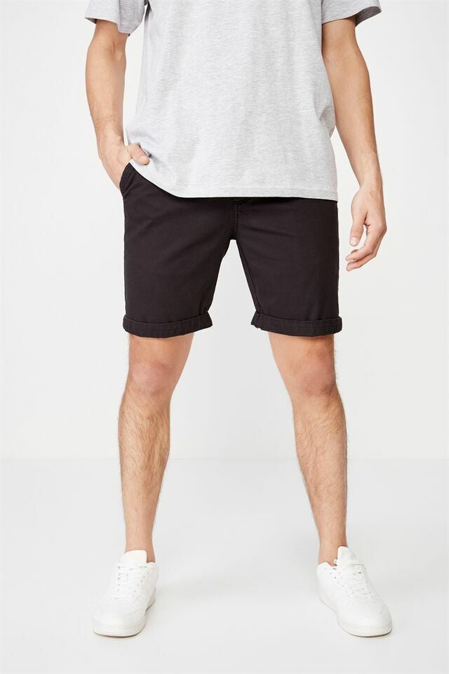Translation missing: en.Cotton On Men - Washed Chino Short in Pigment Black-Size 28