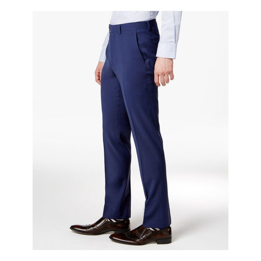 Translation missing: en.bar III Men's Skinny Fit Stretch Wrinkle-Resistant Wool Suit Pants in Blue-38x34