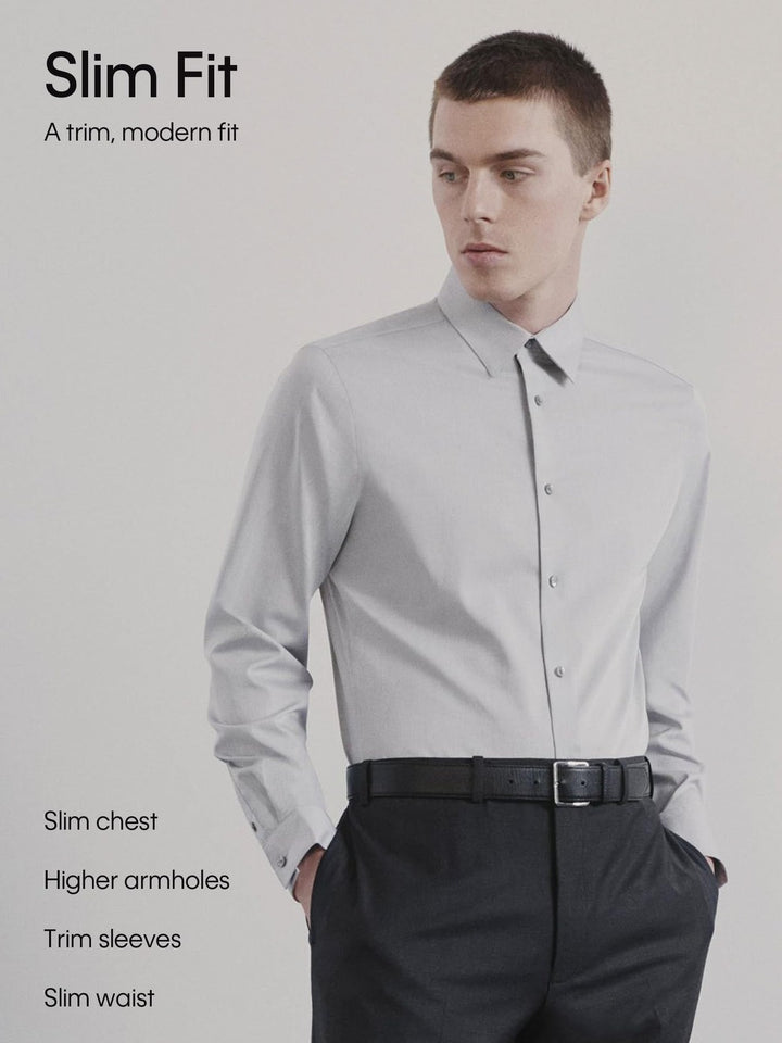 Translation missing: en.Calvin Klein Men's Dress Shirt Slim Fit Refined Cotton Stretch Blue-15 34/35