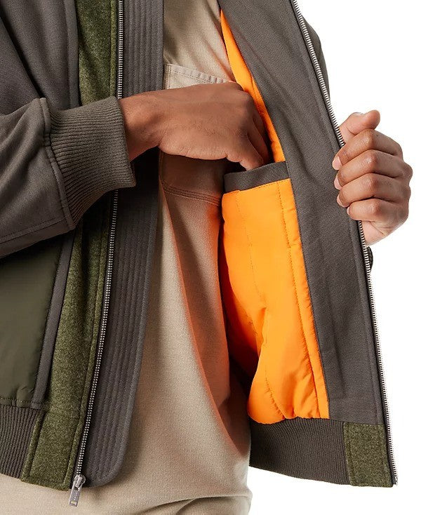 Translation missing: en.Bass Outdoor Bomber Jacket Mens Small Green Hero Mixed Media Zip-Front Bomber
