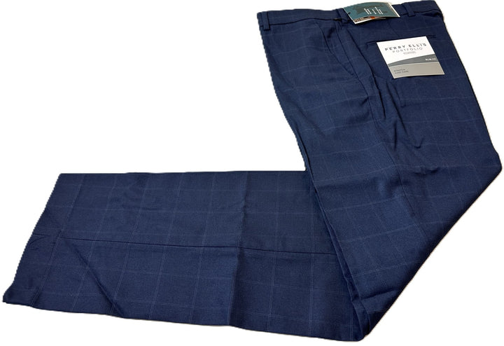 Translation missing: en.Perry Ellis Men's Slim-Fit Flat Front Dress Pants in Navy-33x32