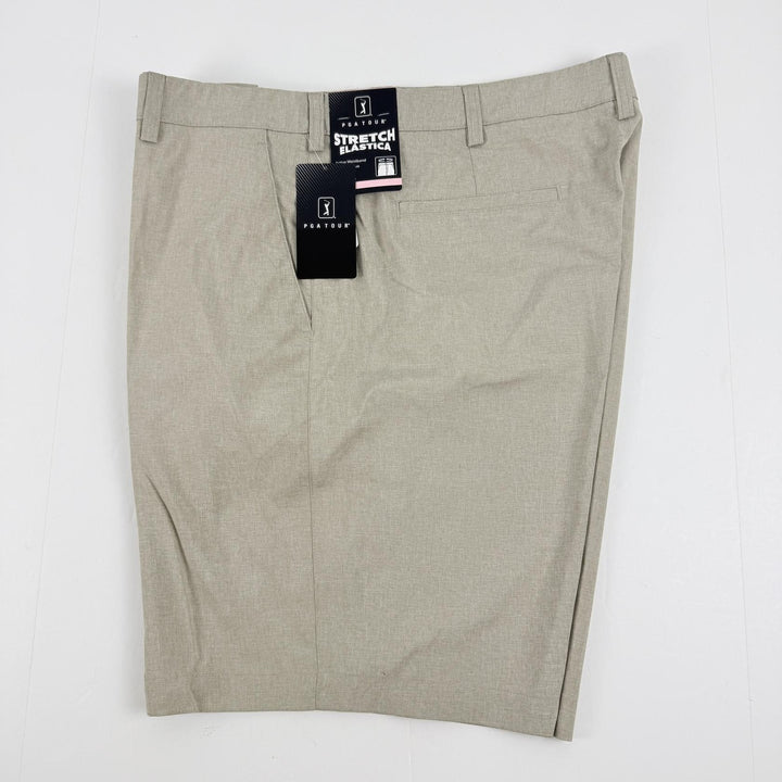 Translation missing: en.PGA TOUR Golf Shorts Khaki Heather Size 40 Flat Front with Active Waistband