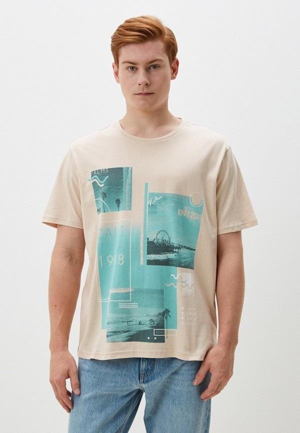 Translation missing: en.Ron Tomson Men's Modern Print Fitted Cali T-shirt - Stone-Small