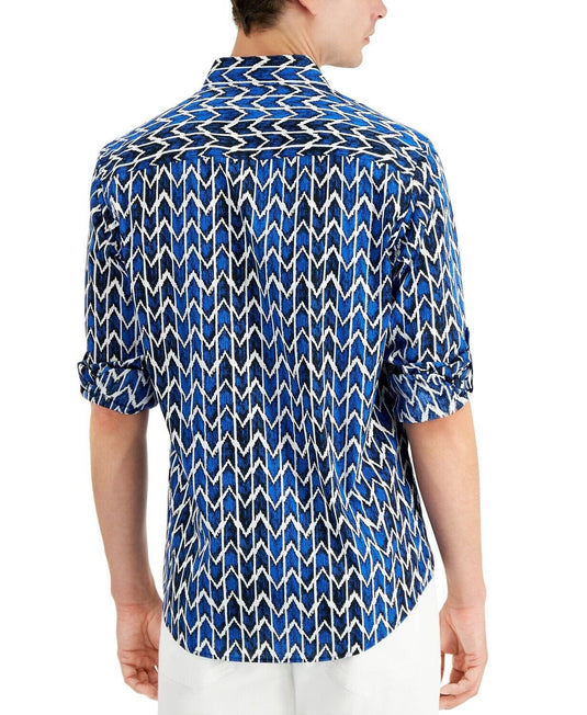 Translation missing: en.Alfani Men's Mason Wavelength All Cotton Shirt Hyper Blue-Size Small