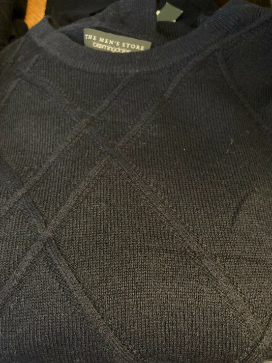 Translation missing: en.The Men's Store  Designer  Wool Twist Ribbed Cable-Knit Sweater Navy-Sm
