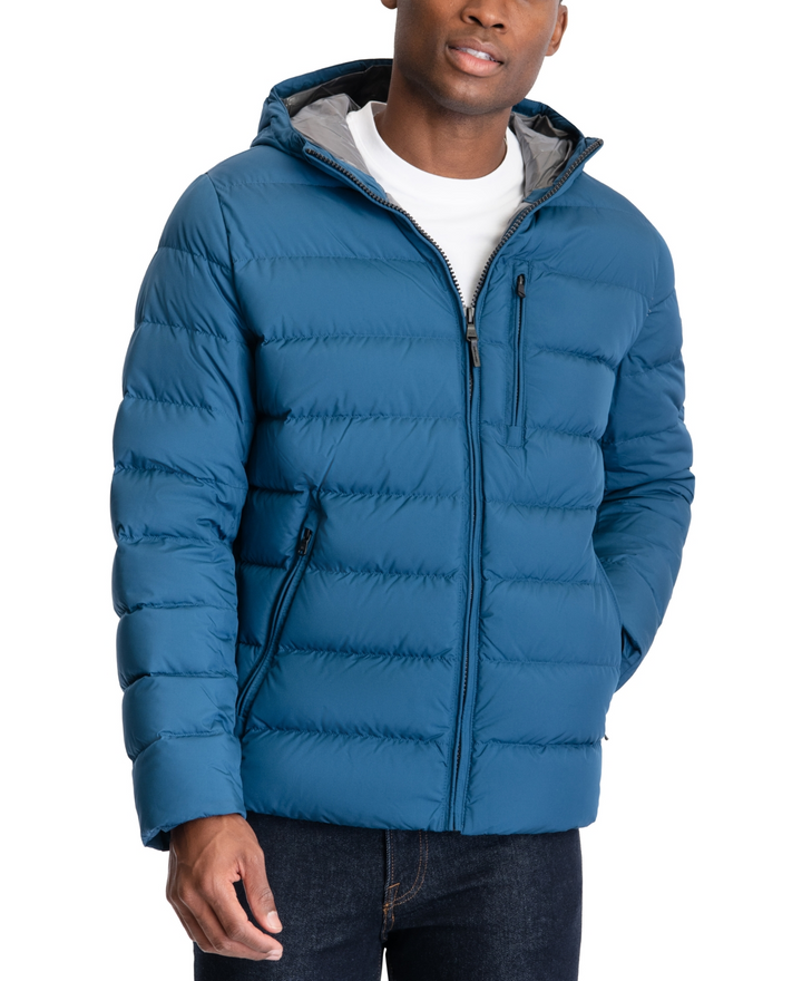 Translation missing: en.Michael Kors Men's Hooded Puffer Jacket Size Small Pacific Blue Wind-Resistant