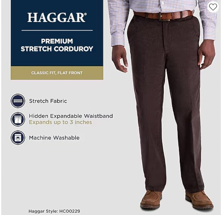 Translation missing: en.Haggar Men's Classic-Fit Premium Stretch Corduroy Pants Charcoal Grey-36x30
