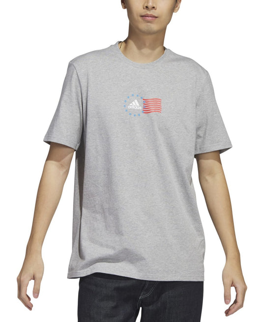 Translation missing: en.adidas Men's Crewneck American Flag Graphic T-Shirt Grey Heather-Small