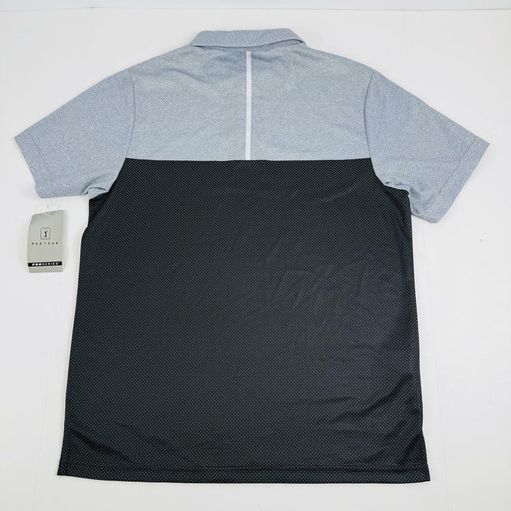 Translation missing: en.PGA TOUR Airflux Golf Polo Shirt Black Gray Size 2XL Birdseye Block Print