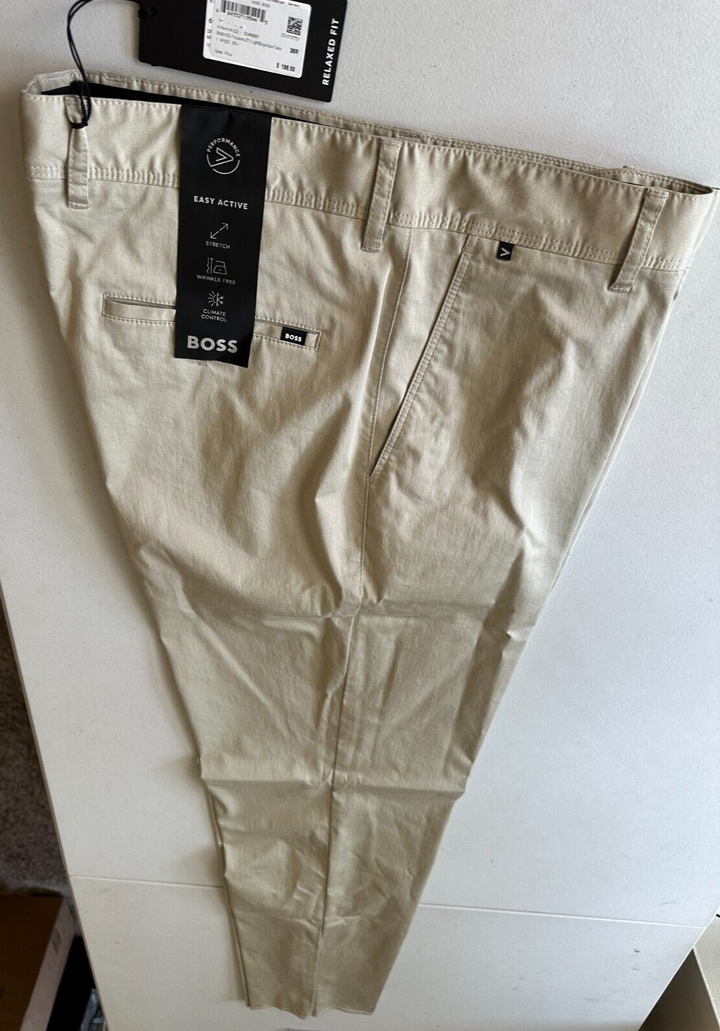 Translation missing: en.BOSS Men's Perin W-222 Relaxed Fit Solid Chino Pants in Lt Beige-36R Unhemmed