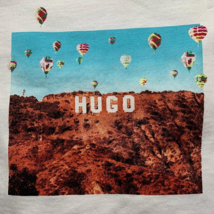 Translation missing: en.Hugo Men's Dupungato Cotton Hillside Graphic Logo Tee White-2XL