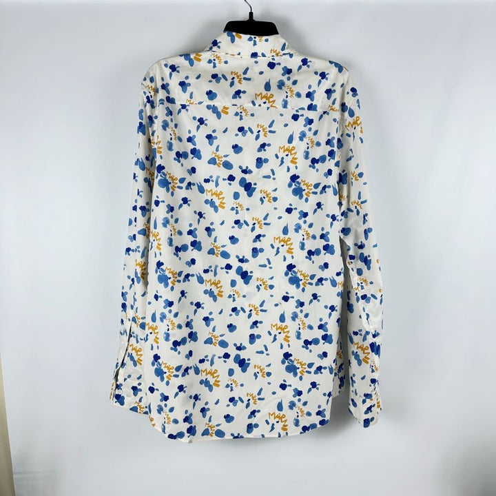 Translation missing: en.Marni Mens Prem. Cotton Logo Dripping Paint Splatter Shirt White-IT 50 US Large