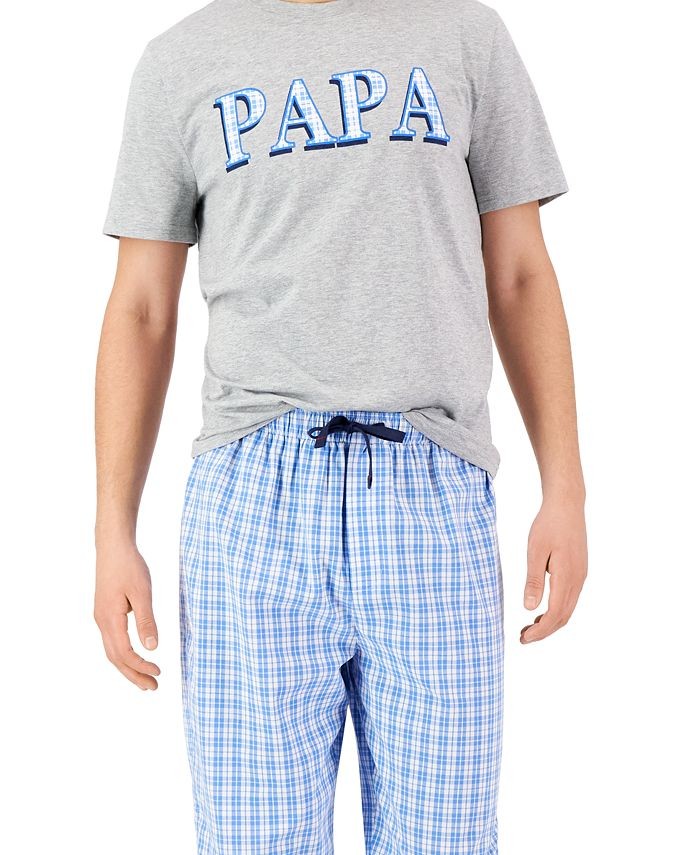 Translation missing: en.Club Room Men's 'Papa' Top &amp; Plaid Pants 2-Pc. Pajama Set Blue White Combo-Large