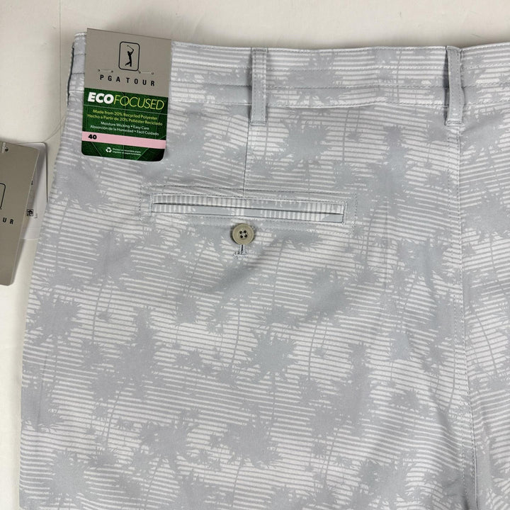 Translation missing: en.PGA TOUR Golf Shorts Gray Dawn Size 40 Shadow Palm Printed 8in Inseam  Stretch