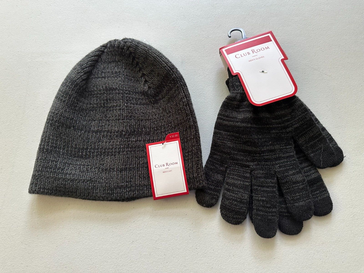 Translation missing: en.Club Room Men's Space-Dyed Beanie and Glove Set Black-One Size