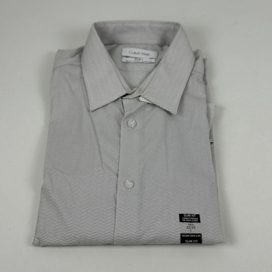 Translation missing: en.Calvin Klein Mens Steel Reg Fit Stretch Wrinkle Free Dress Shirt Grey-16.5 32/33
