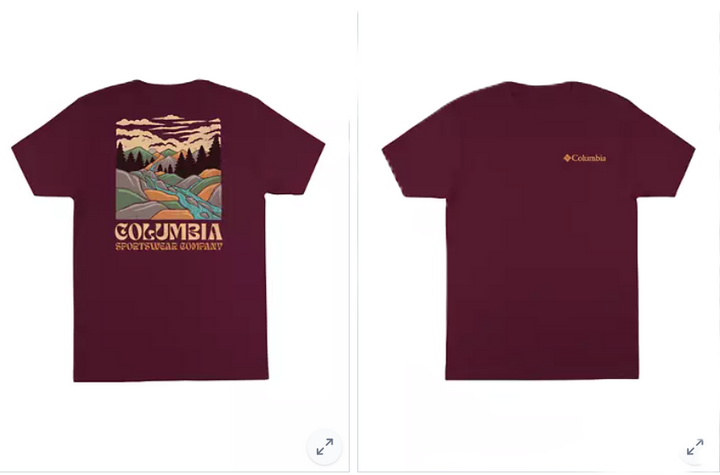 Translation missing: en.Columbia Men's Vibe Graphic T-Shirt All Cotton Rich Wine-Size Large