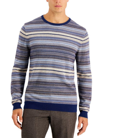 Translation missing: en.Tasso Elba Men's Intarsia Crewneck Sweater Cotton/Viscose/Silk/Cashmere Blue-2XL
