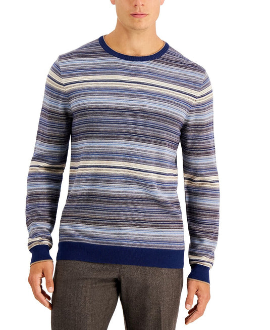 Translation missing: en.Tasso Elba Men's Intarsia Crewneck Sweater Cotton/Viscose/Silk/Cashmere Blue-2XL
