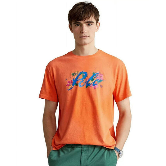 Translation missing: en.Polo Ralph Lauren Mens Classic-Fit Floral Logo T-Shirt Spectrum Orange-2XL