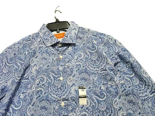 Translation missing: en.Tallia Men's Slim-Fit Stretch Paisley Dress Shirt - Blue-16-16.5 32/33