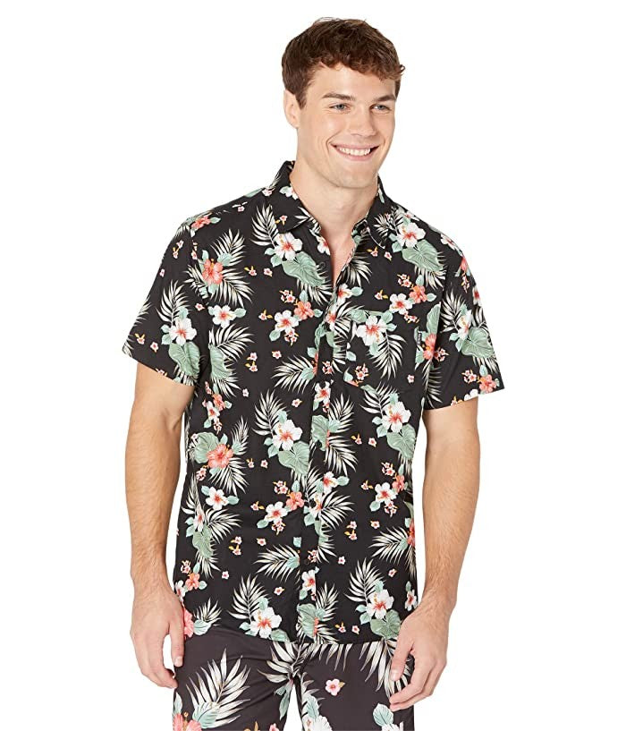 Translation missing: en.Hurley Men's Organic Wedge Short Sleeve Woven Shirt Black Multi-Small