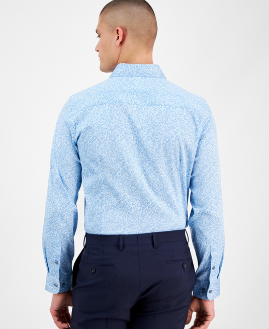 Translation missing: en.Bar III Men's Slim-Fit Daniel Floral Dress Shirt Mid Blue Stretch-16-16.5 34/35