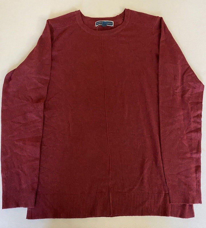Translation missing: en.Karen Scott Plush Seamed Sweater, Merlot- Sz S