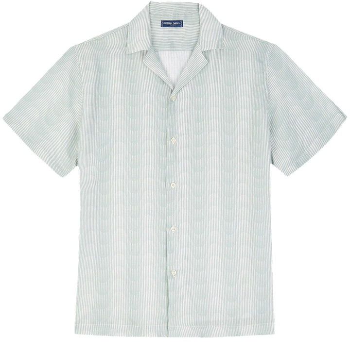 Translation missing: en.Frescobol Carioca  Men's Roberto Copacabana Sombra Print Linen Shirt Green-XL