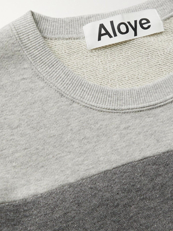 Translation missing: en.Aloye Men's All Cotton Colorblock Graphic Crew Sweatshirt Heather Gray-2XL