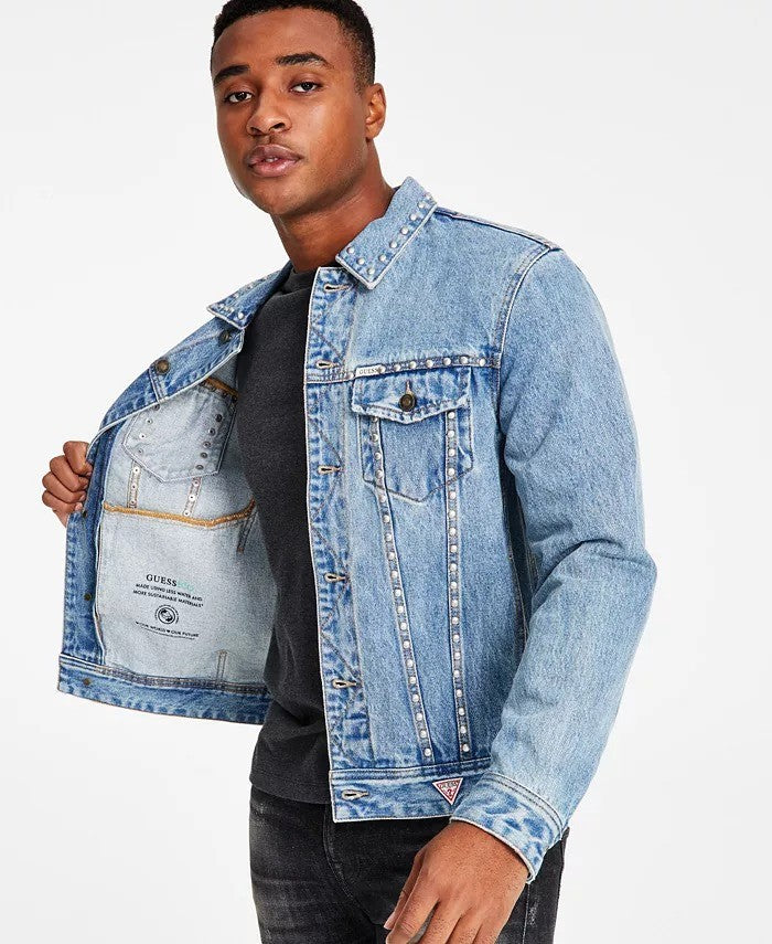 Translation missing: en.Guess Men's Dillon Studded Denim Jacket Floyd Blue-Medium