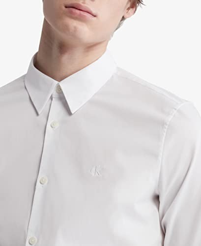 Translation missing: en.Calvin Klein Men's Slim-Fit Refined Button-Down Shirt Brilliant White-XL