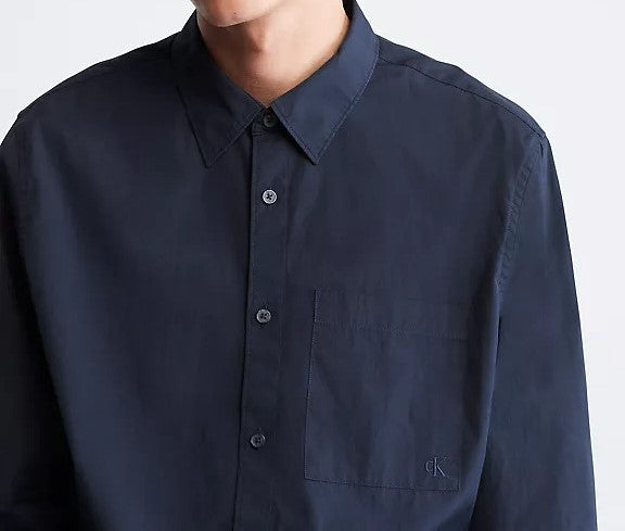 Translation missing: en.Calvin Klein Mens Solid Patch Pocket Button Down Easy Shirt Serenity Blue-Medium