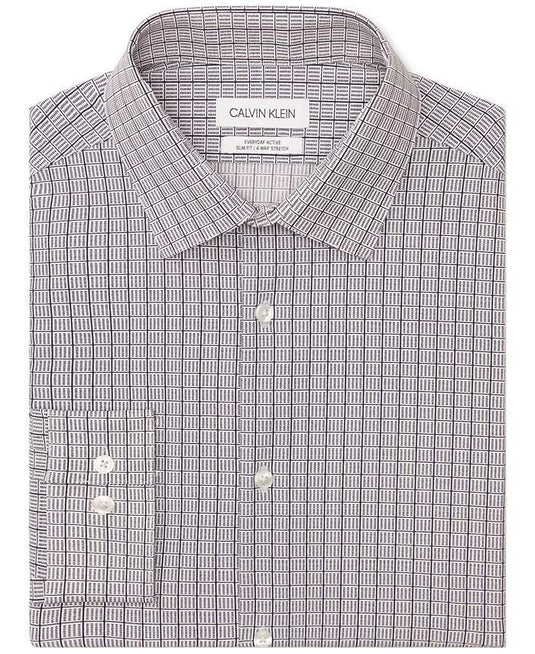 Translation missing: en.Calvin Klein Mens Slim-Fit Performance Untuck Geometric Print Dress Shirt-Medium