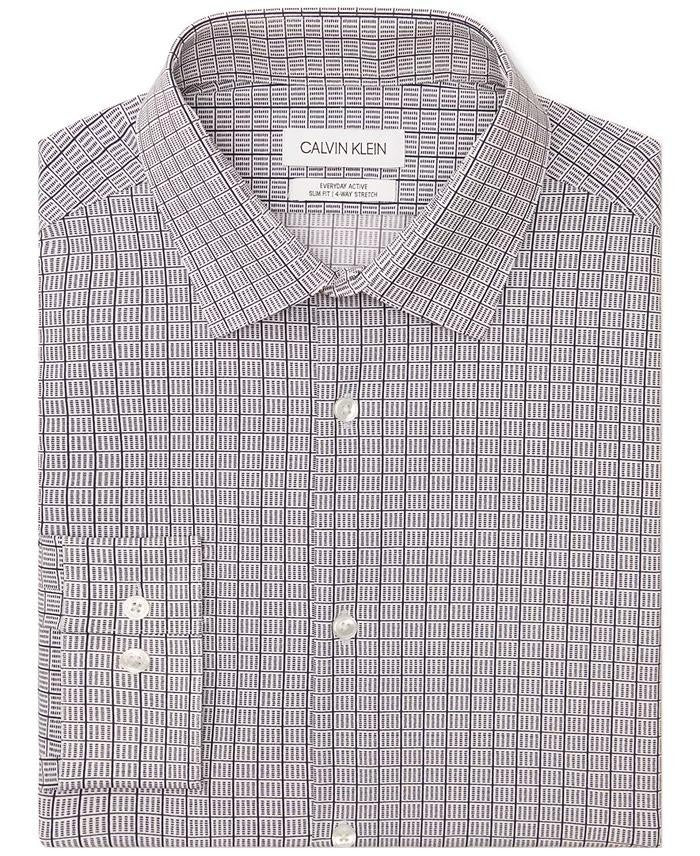 Translation missing: en.Calvin Klein Mens Slim-Fit Performance Untuck Geometric Print Dress Shirt-Medium