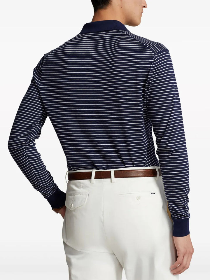 Translation missing: en.Polo Ralph Lauren Men's Cotton Stripe Regular Fit Polo Collar Sweater Navy-Small
