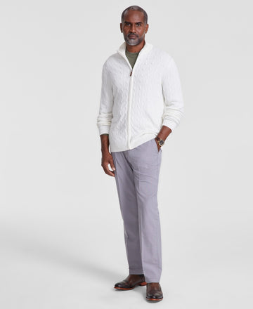 Translation missing: en.Club Room Men's Cable-Knit Full-Zip Sweater Regular Fit Winter Ivory-Large