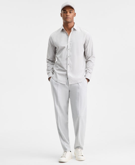 Translation missing: en.Alfani Men's Long-Sleeve Micro Chevron Shirt - Gray Fog - XL