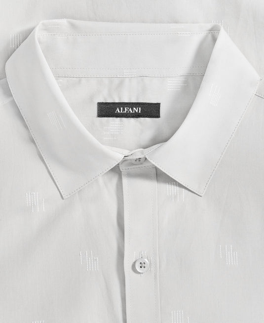 Translation missing: en.Alfani Men's Long-Sleeve Micro Chevron Shirt - Gray Fog - XL