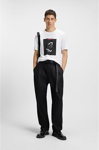 Translation missing: en.Hugo Boss Mens Dobero Short Sleeve Crewneck Dog Fangs Graphic T-Shirt White-Smal