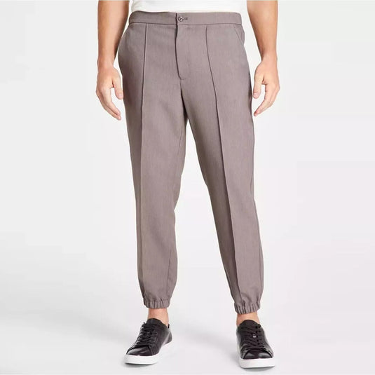 Translation missing: en.Alfani Men's Regular-Fit Stretch Pleated Joggers Bolgio Taupe Heather-Large