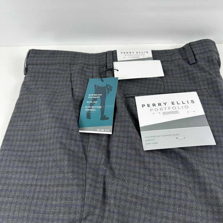Translation missing: en.Perry Ellis Portfolio Essentials Men's Slim-Fit Stretch Pants - Charcoal-30x32