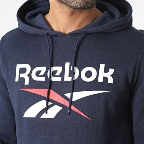 Translation missing: en.Reebok Hoodie Vector Navy Size 2XL Men's Big Stacked Logo Fleece Classic Fit