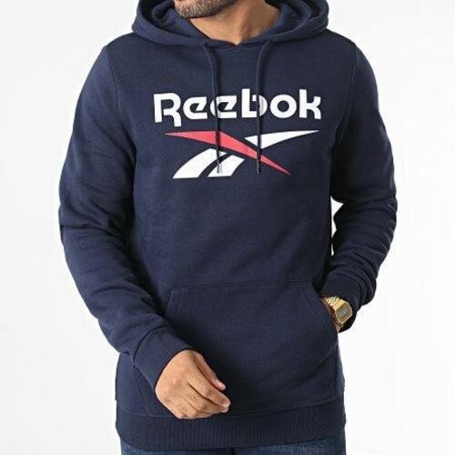 Translation missing: en.Reebok Hoodie Vector Navy Size 2XL Men's Big Stacked Logo Fleece Classic Fit