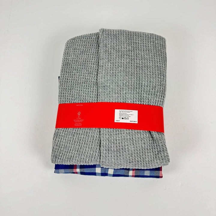 Translation missing: en.Gap Mens 2Pk. Waffle-Knit Jogger-Leg Pajama Pants Gray Heather/Blue Plaid-Large