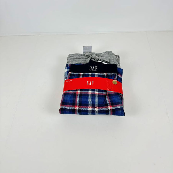Translation missing: en.Gap Mens 2Pk. Waffle-Knit Jogger-Leg Pajama Pants Gray Heather/Blue Plaid-Large