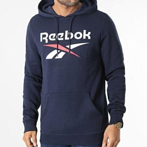 Translation missing: en.Reebok Hoodie Vector Navy Size 2XL Men's Big Stacked Logo Fleece Classic Fit